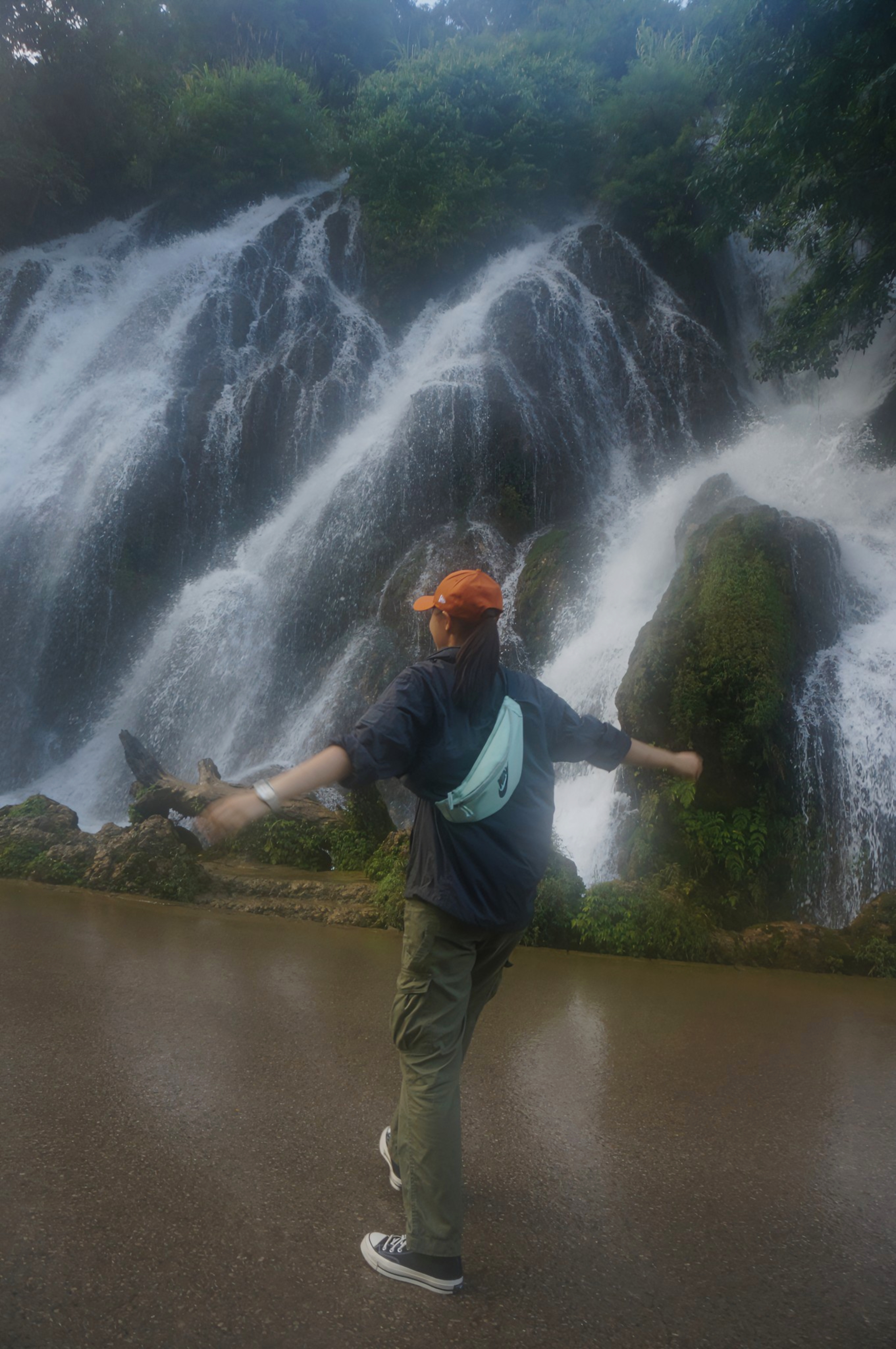 my picture under a waterfall